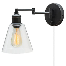 Load image into Gallery viewer, LeClair 1-Light Dark Bronze Plug-In or Hardwire Industrial Wall Sconce